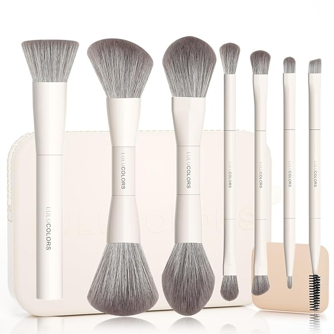 LULUCOLORS-Dual-Ended Makeup Brush Set with Sponge & Travel Case-13 Kinds of Multi-Functional Bru... | Amazon (US)