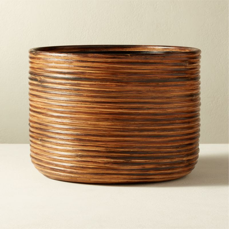 Basket Burnt Rattan Medium Modern Planter + Reviews | CB2 | CB2