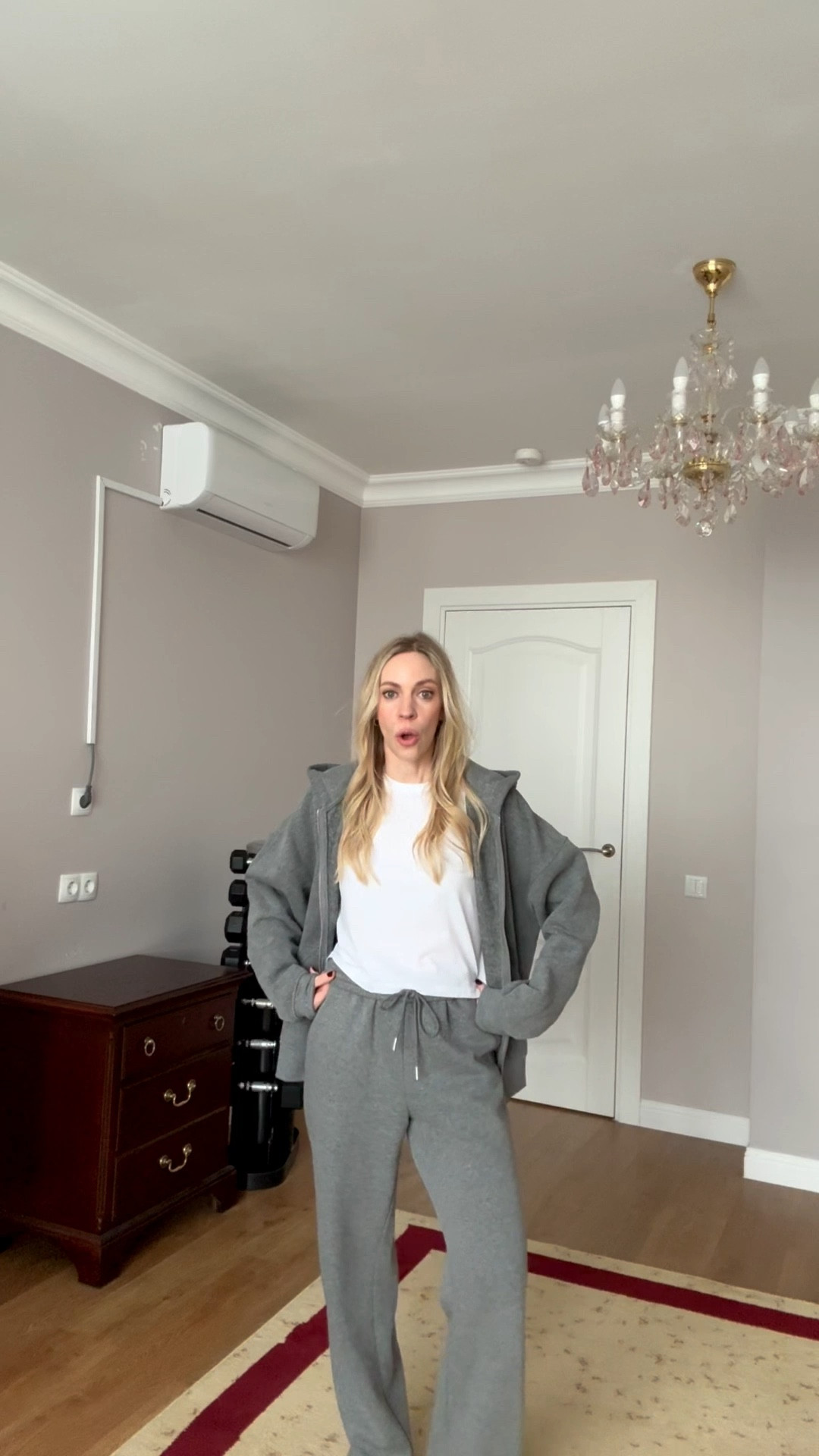 Gray sweatsuit, travel look, athleisure, white tee 

#LTKActive #LTKSaleAlert #LTKTravel