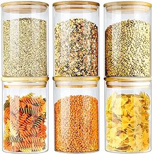 Urban Green Glass Jar with Bamboo Lid, Glass Food Storage Jar with Airtight Lid, 6 pack of 26oz, ... | Amazon (US)