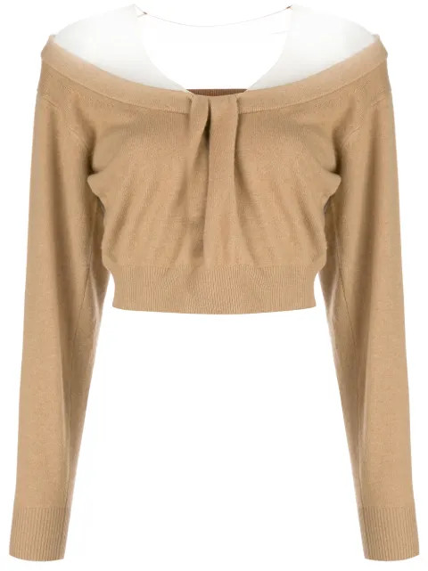 draped neck cropped jumper | Farfetch (RoW)