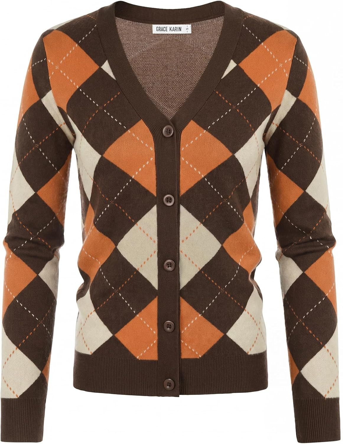 GRACE KARIN Cardigan Sweaters for Women Fall Argyle Sweater Preppy Clothes | Amazon (US)