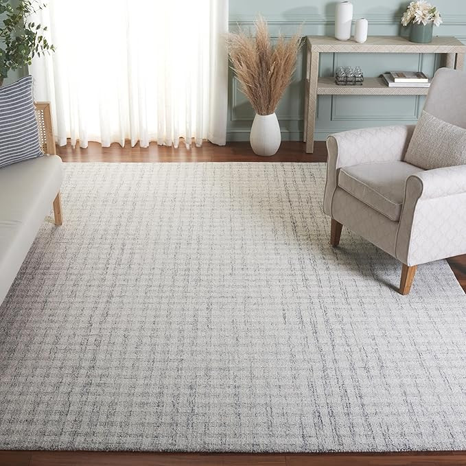 SAFAVIEH Area Rug 11x15 - Ebony Collection - Large - Light Grey & Ivory, Handmade Wool, Ideal for... | Amazon (US)