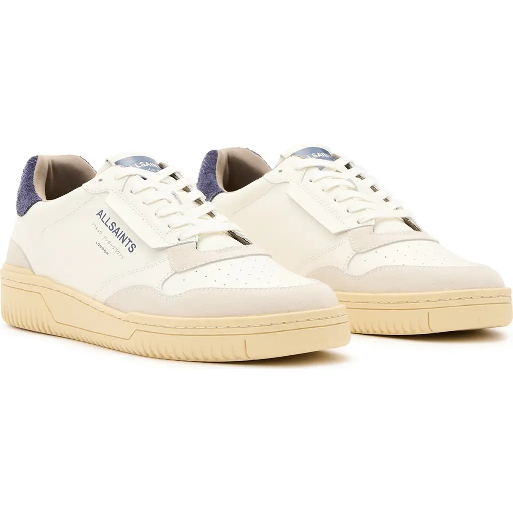 AllSaints Regan Low Top Sneaker in White/Blue at Nordstrom, Size 8 | Nordstrom