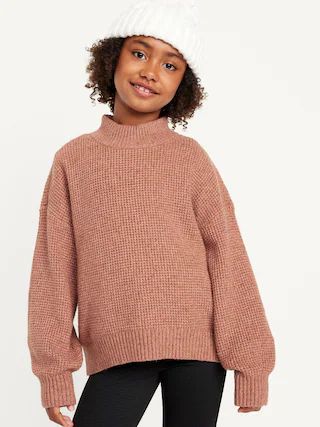 Cozy Thermal-Knit Mock-Neck Tunic Pullover Sweater for Girls | Old Navy (US)