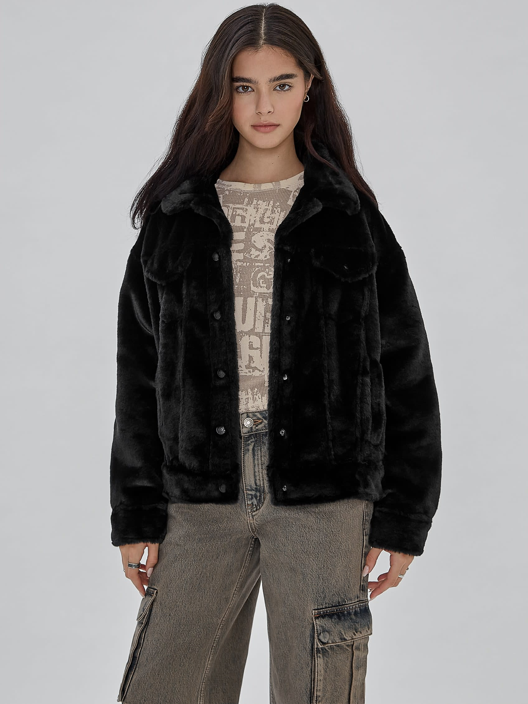 Guess Originals Oversized Fur Jacket | Guess (US)