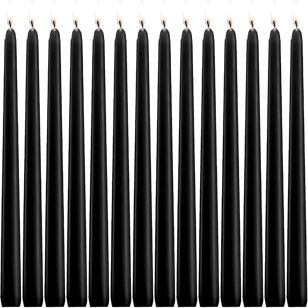 14 Unscented Black Taper Candle,10 inch Tall and 3/4 inch Thick,7.5 hrs Clean Burning,Dripless Ca... | Amazon (US)