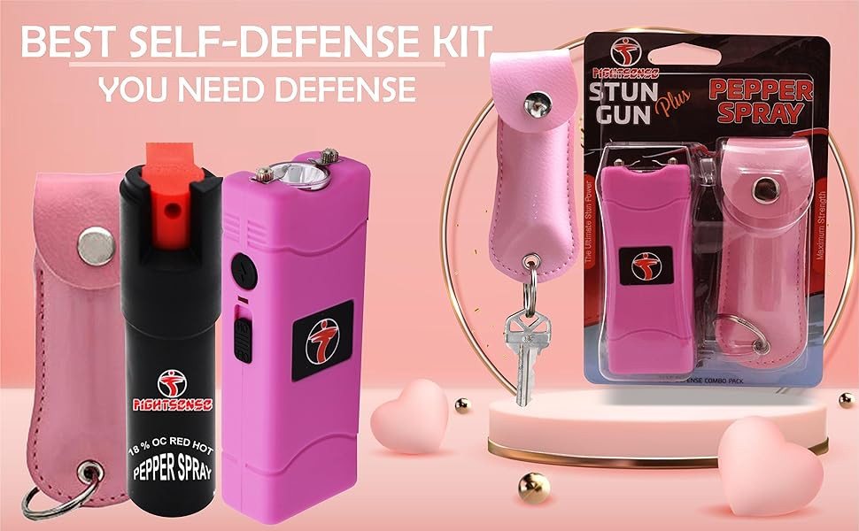 FIGHTSENSE Mini Stun Gun & Pepper Spray Combo Pack for Self Defense - Extremely Powerful Stun Gun fo | Amazon (US)