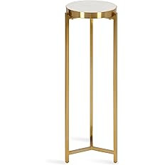 Kate and Laurel Aguilar Modern Drink Table, 8 x 8 x 23, White and Gold, Genuine Marble Accent Tab... | Amazon (US)