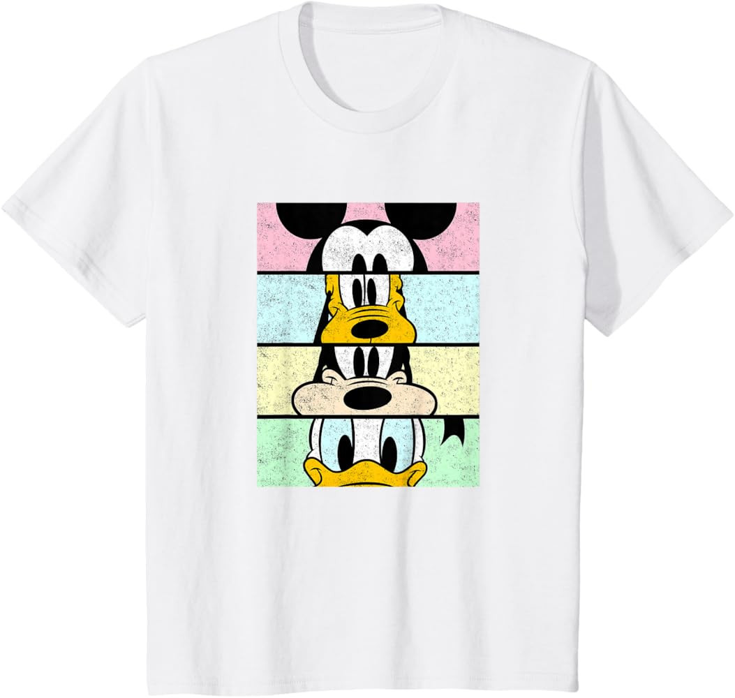 Disney Mickey and Friends Group Comic Panels Distressed T-Shirt | Amazon (US)