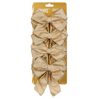 CANVAS Gold Collection Christmas Glittering Decoration Ribbon Bows, 7-in, 4-pk | Canadian Tire