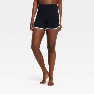 Women's Everyday Soft Ulta High-Rise Retro Contrast Hem Bike Shorts 3" - All In Motion™ Black S | Target