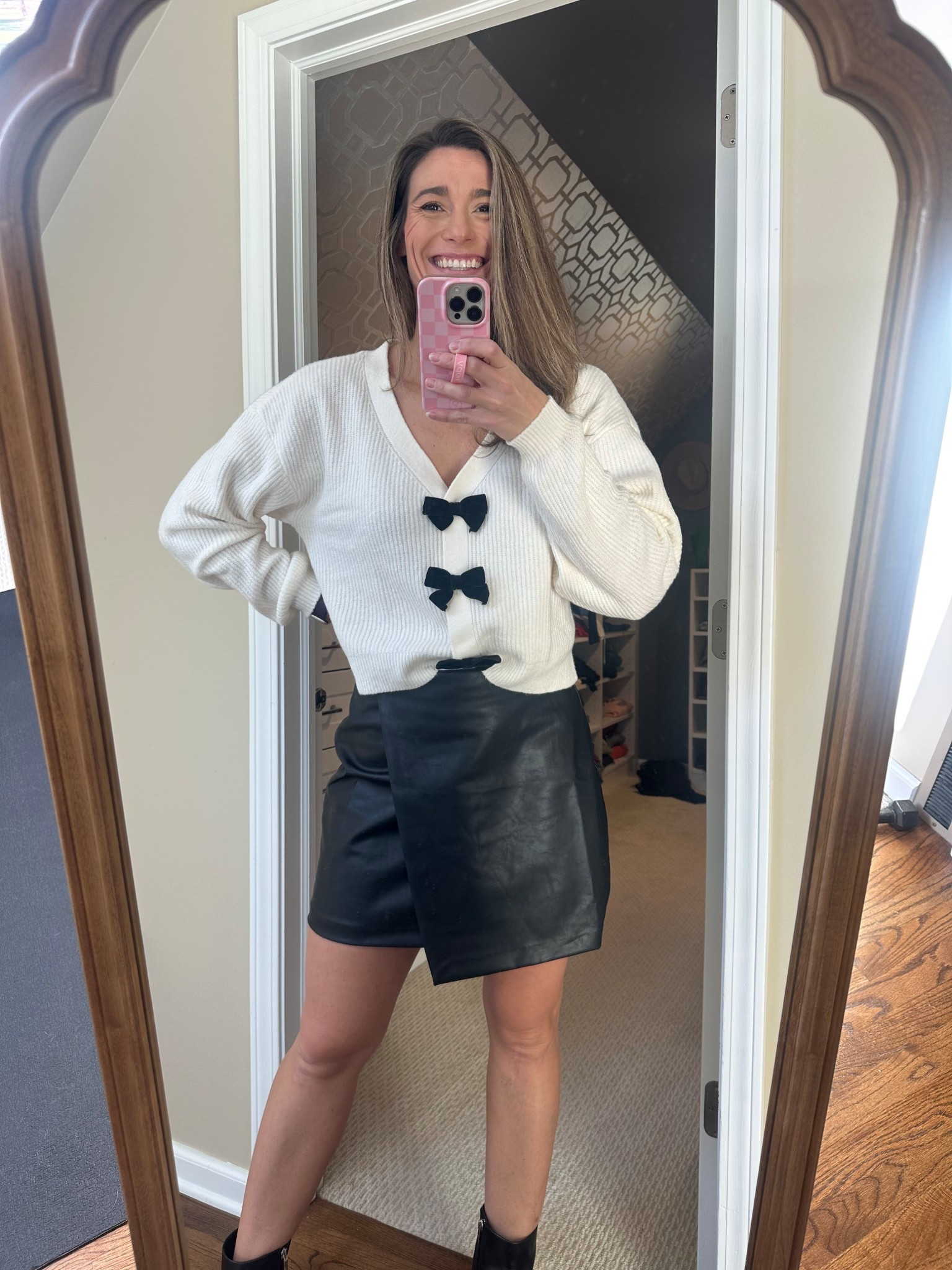 Winter outfit! 

#fauxleatherskirt #holidayoutfit #winteroutfit #thanksgivingoutfit

#LTKFindsUnder50 #LTKHoliday