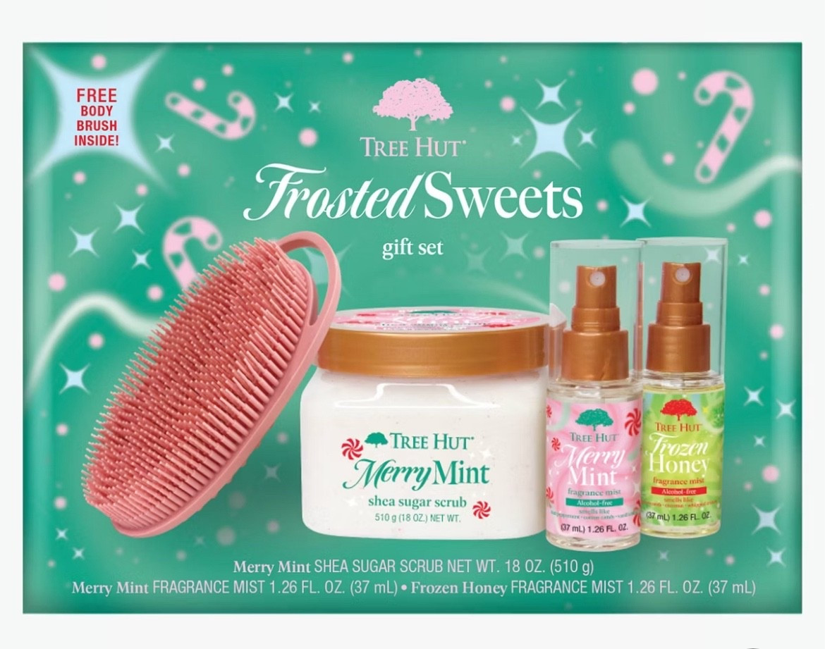 Flash Sale today on this Target Exclusive 🎯 The Tree Hut Holiday Set is only $14 today, and includes the new Merry Mint Sugar Scrub, along with two seasonal fragrance sprays and a body brush. Fantastic price for what’s included!

#LTKGiftGuide #LTKSaleAlert #LTKBeauty