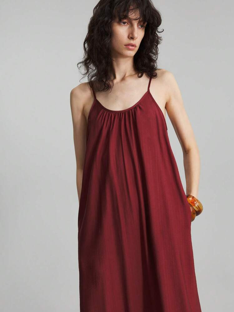 Ontre 2025 Women Summer Casual Solid Color Sleeveless Dress, Spring Summer Midi Dress For Female, Elegant Graduation Dress, Vacation Beach Music Festival | SHEIN