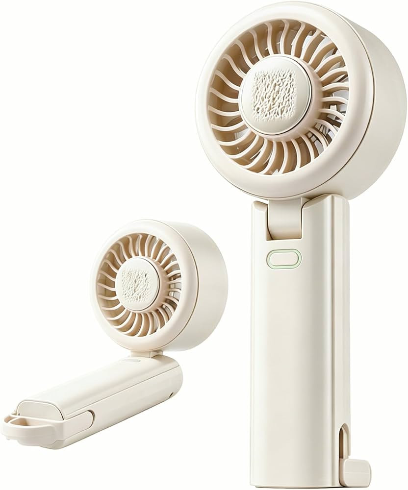 Portable Handheld Fan with Ice Compress with Hook (Cream White) | Amazon (US)