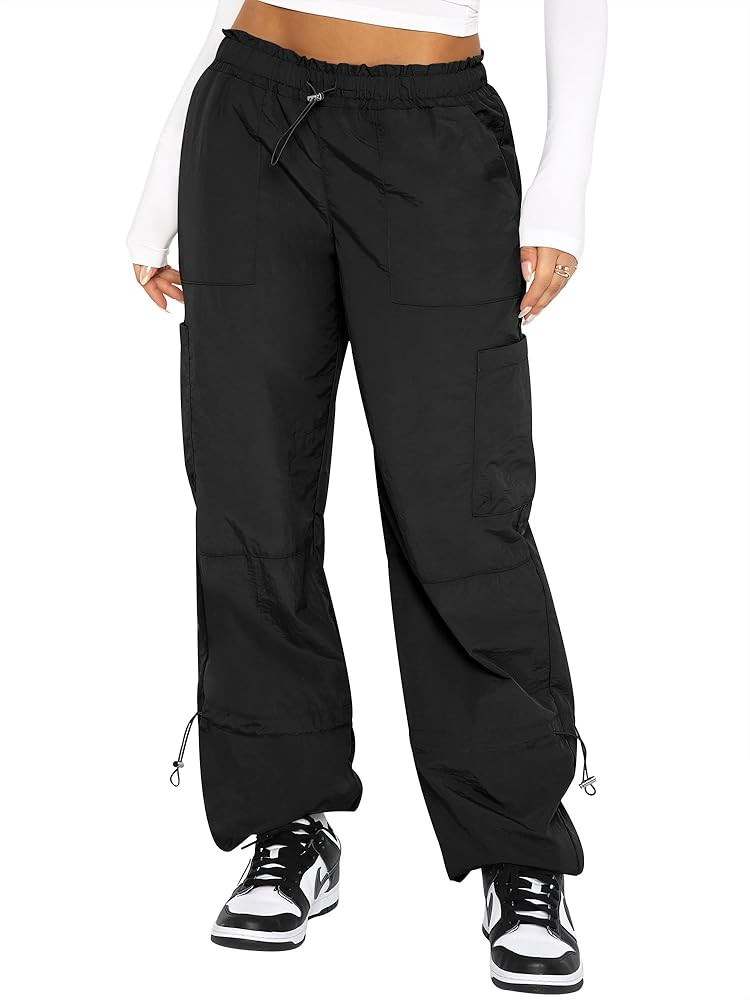 Caracilia Women Cargo Pants Wide Leg High Waist Lightweight Baggy Cool Parachute Hip Pop Pants 20... | Amazon (US)