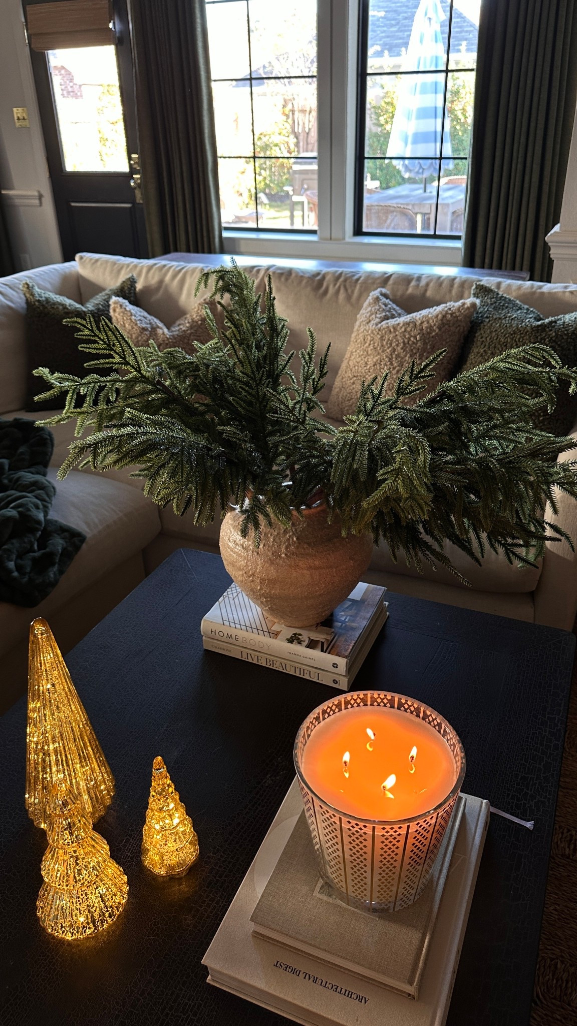 Real touch Norfolk stems, they come in a pack of 12 and are 36 inches for $55! I could probably stretch these out between 2-3 bases. The quality is so good and what I’ve seen in years past from
Places like Afloral!

#LTKHome #LTKHoliday #LTKSeasonal