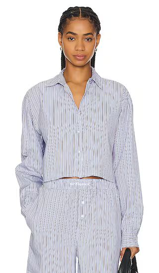 H2O Fagerholt Pj Cropped Shirt in Blue Stripe | Revolve Clothing (Global)