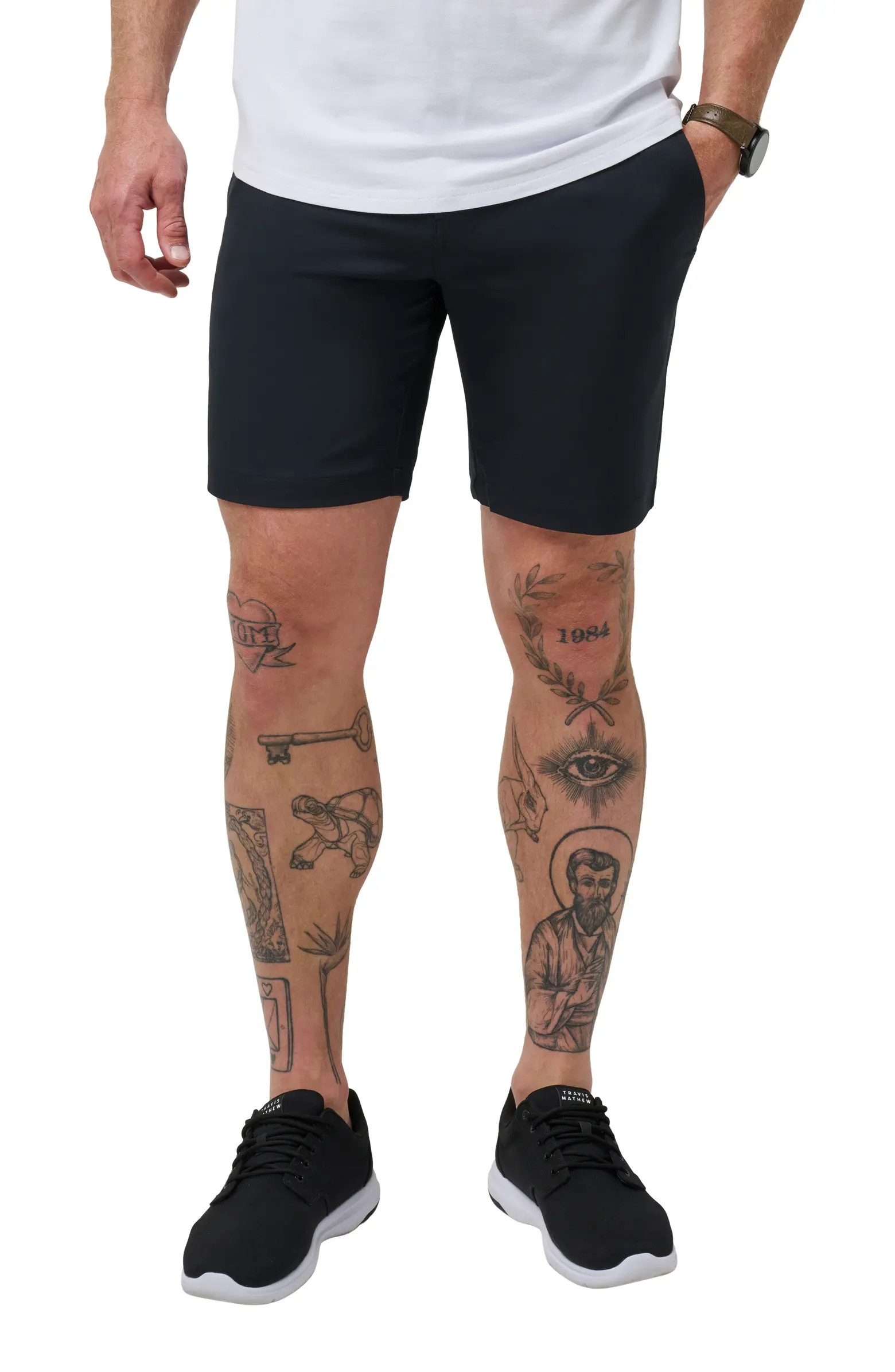 TravisMathew Drive-In Movie 8-Inch Flat Front Stretch Shorts | Nordstrom | Nordstrom