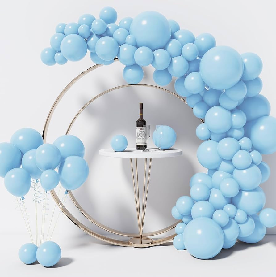 130PCS Pastel Blue Balloons Different Sizes 18" 12" 10" 5" Balloon Garland Arch Kit perfect for B... | Amazon (US)