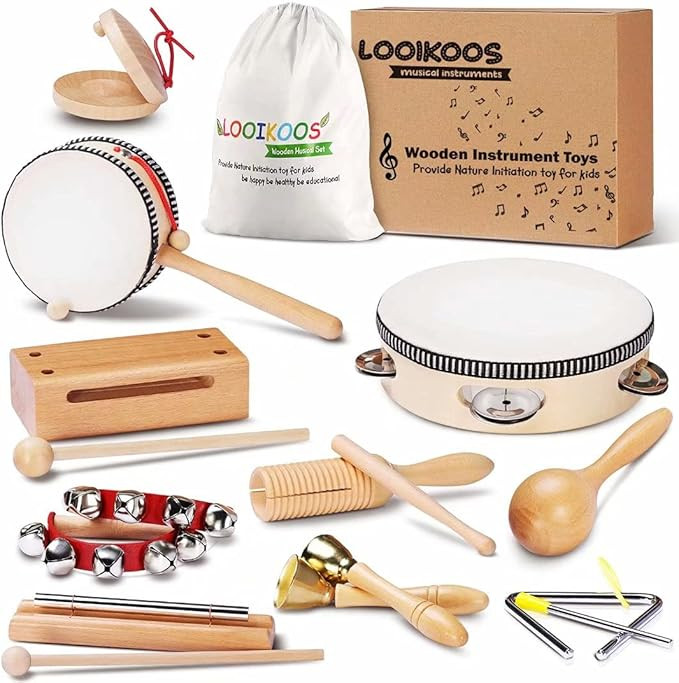 LOOIKOOS Toddler Musical Instruments Natural Wooden Percussion Instruments Toy for Kids Preschool... | Amazon (US)