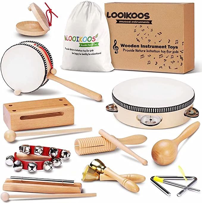 LOOIKOOS Toddler Musical Instruments Natural Wooden Percussion Instruments Toy for Kids Preschool... | Amazon (US)