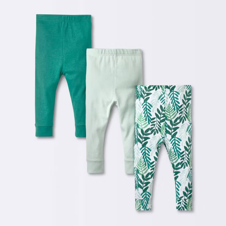 Baby 3pk Foliage Pull-On Pants - Cloud Island™ Green | Target