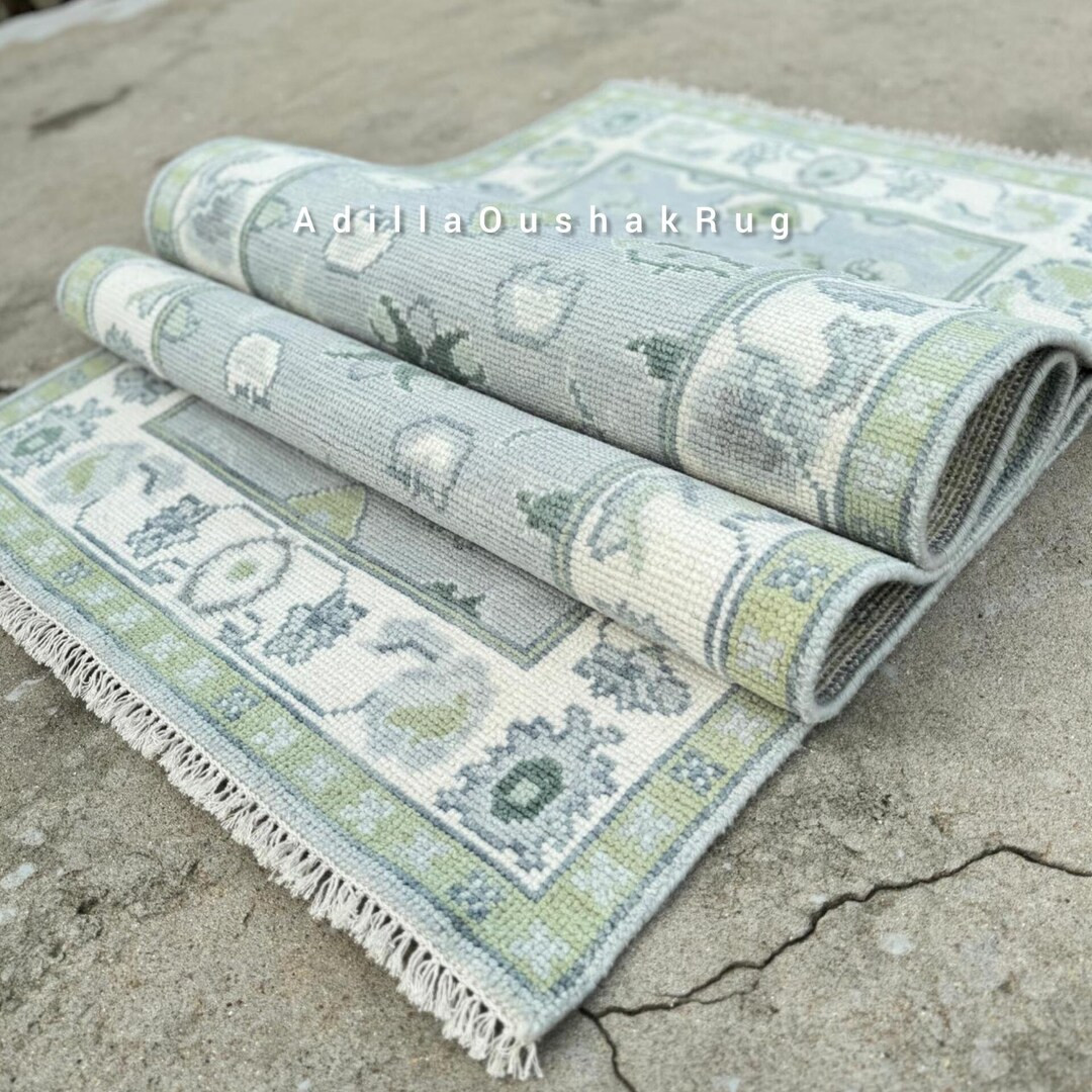 RUNNER OUSHAK Hallway Runner, Light Blue Green Oushak Rug Living Room Hand Knotted Turkish Oushak... | Etsy (US)