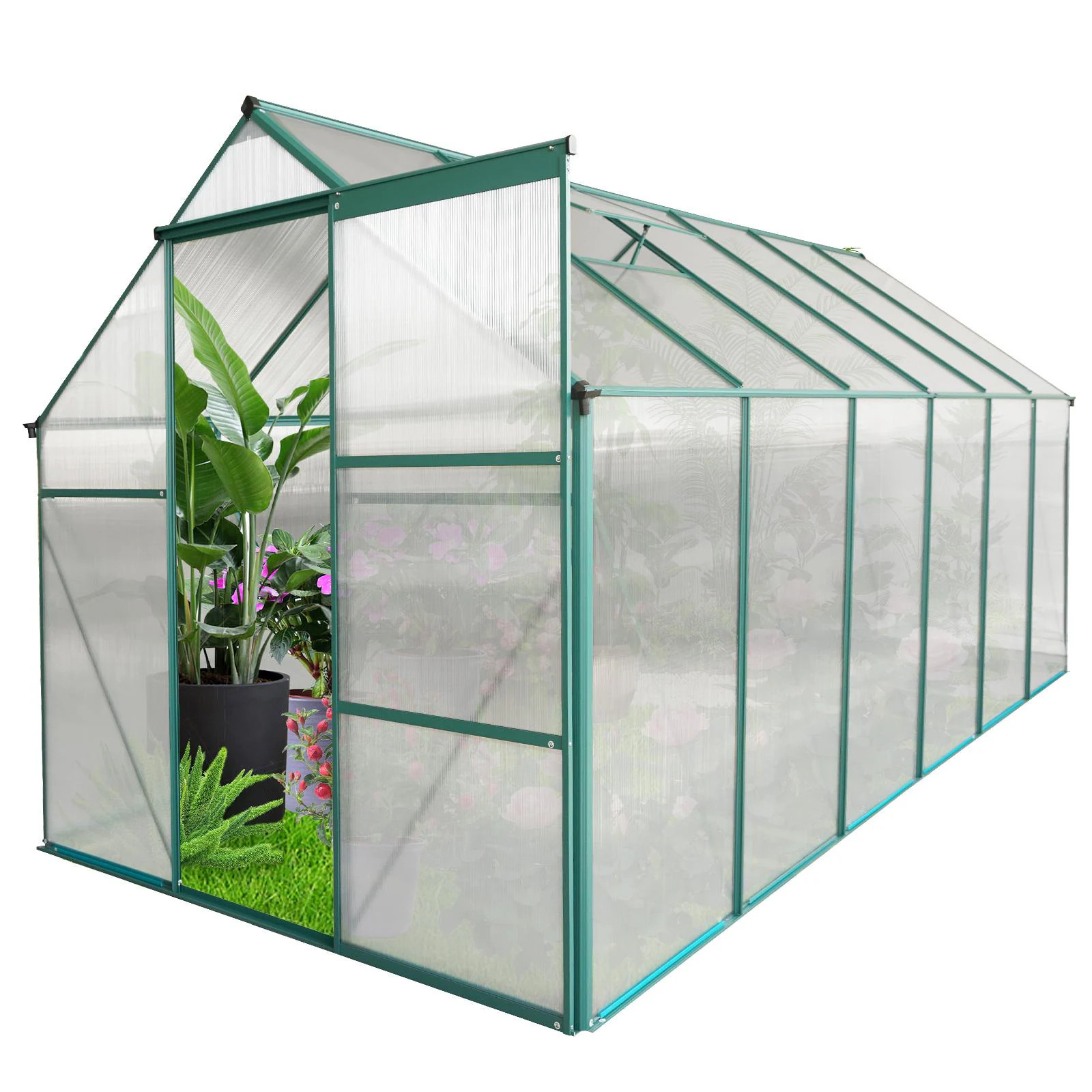 Bayfeve 12-ft L x 6-ft W x 6.4-ft H Green Greenhouse Large | BF-54005-GH | Lowe's