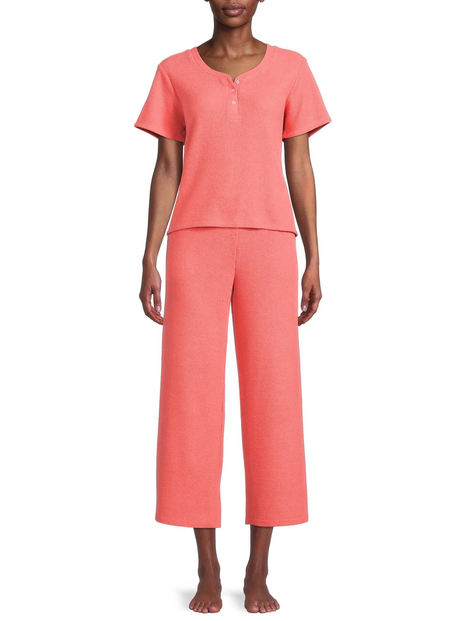 Secret Treasures Women's Henley Top and Pants Pajama Set, 2-Piece - Walmart.com | Walmart (US)