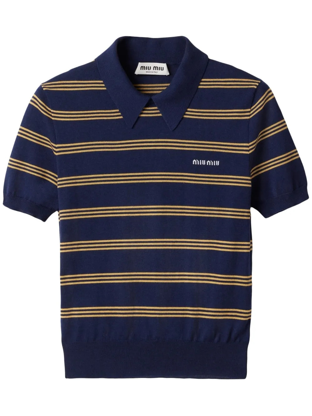 Miu Miu striped polo top - Blue | Farfetch Global