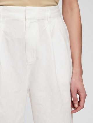 High Rise Linen Pleated Wide Leg Pants with Washwell | Gap (US)