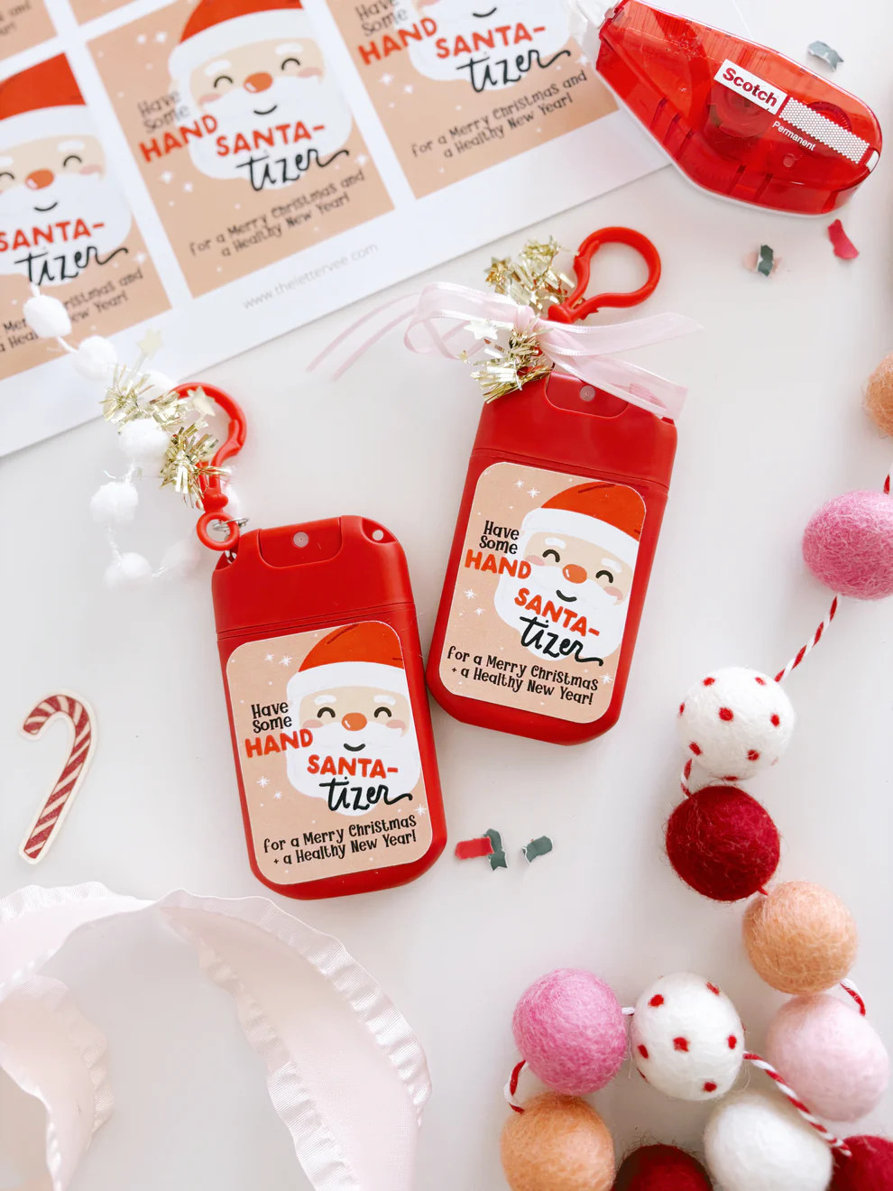 Santa-tizer Tags | Printable Gift Tags | The Letter Vee