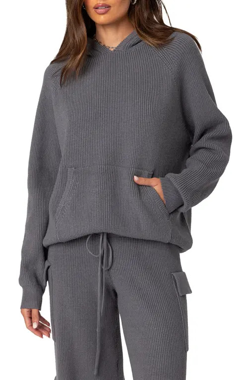 EDIKTED Wynter Sweater Hoodie in Gray at Nordstrom, Size Small | Nordstrom