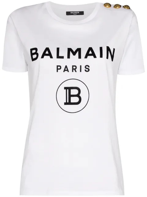 Balmain logo-print T-shirt - Farfetch | Farfetch (US)