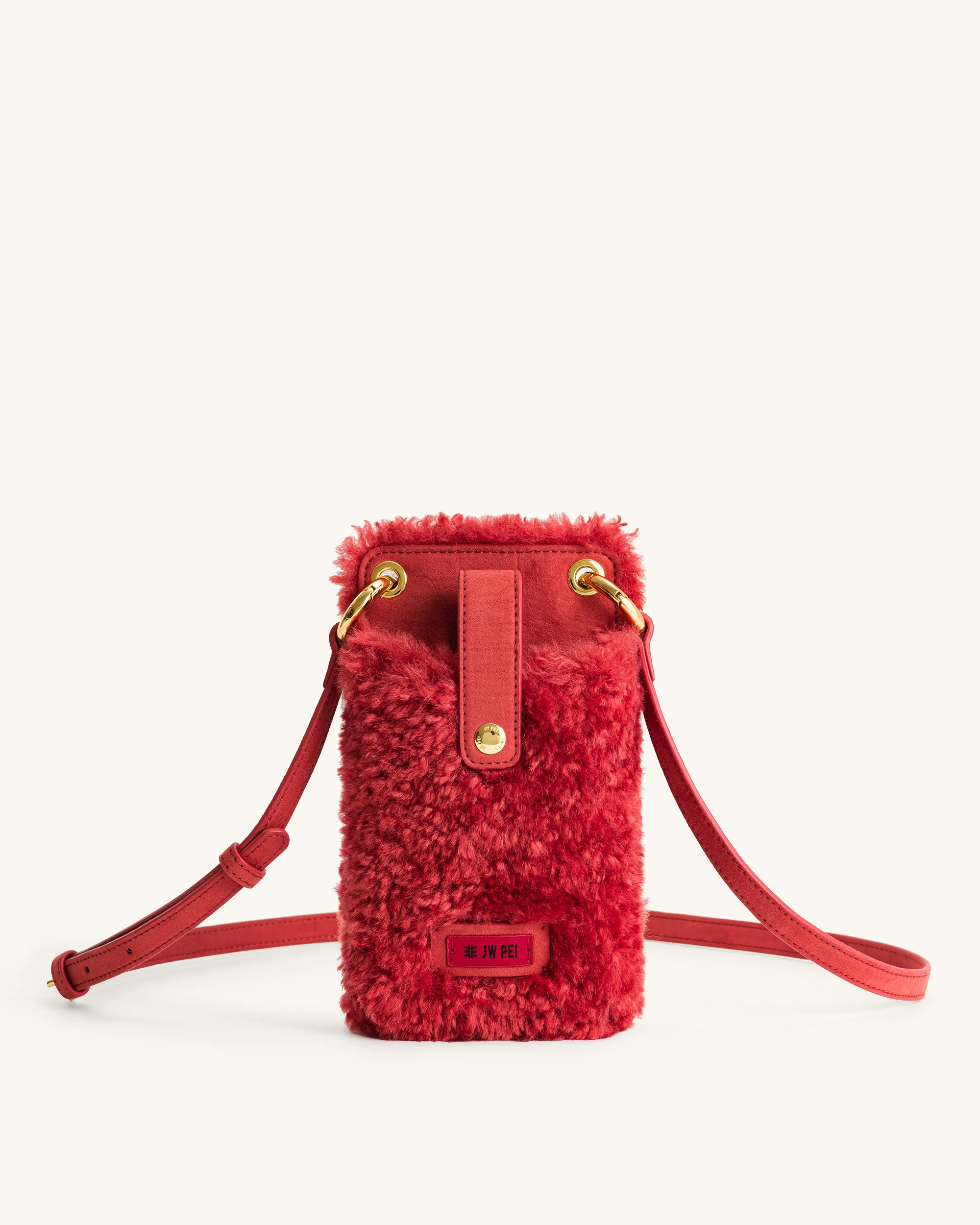 Aylin Faux Fur And Suede Phone Bag - Magenta | JW PEI US