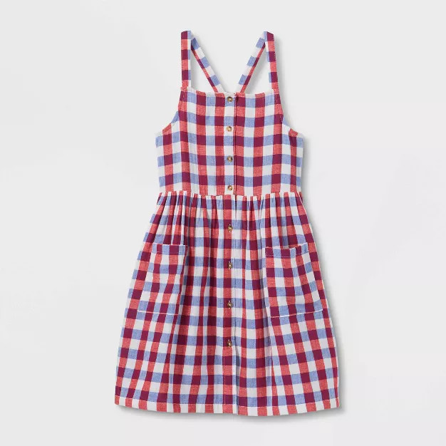 Girls' Sleeveless Americana Plaid Dress - Cat & Jack™ | Target