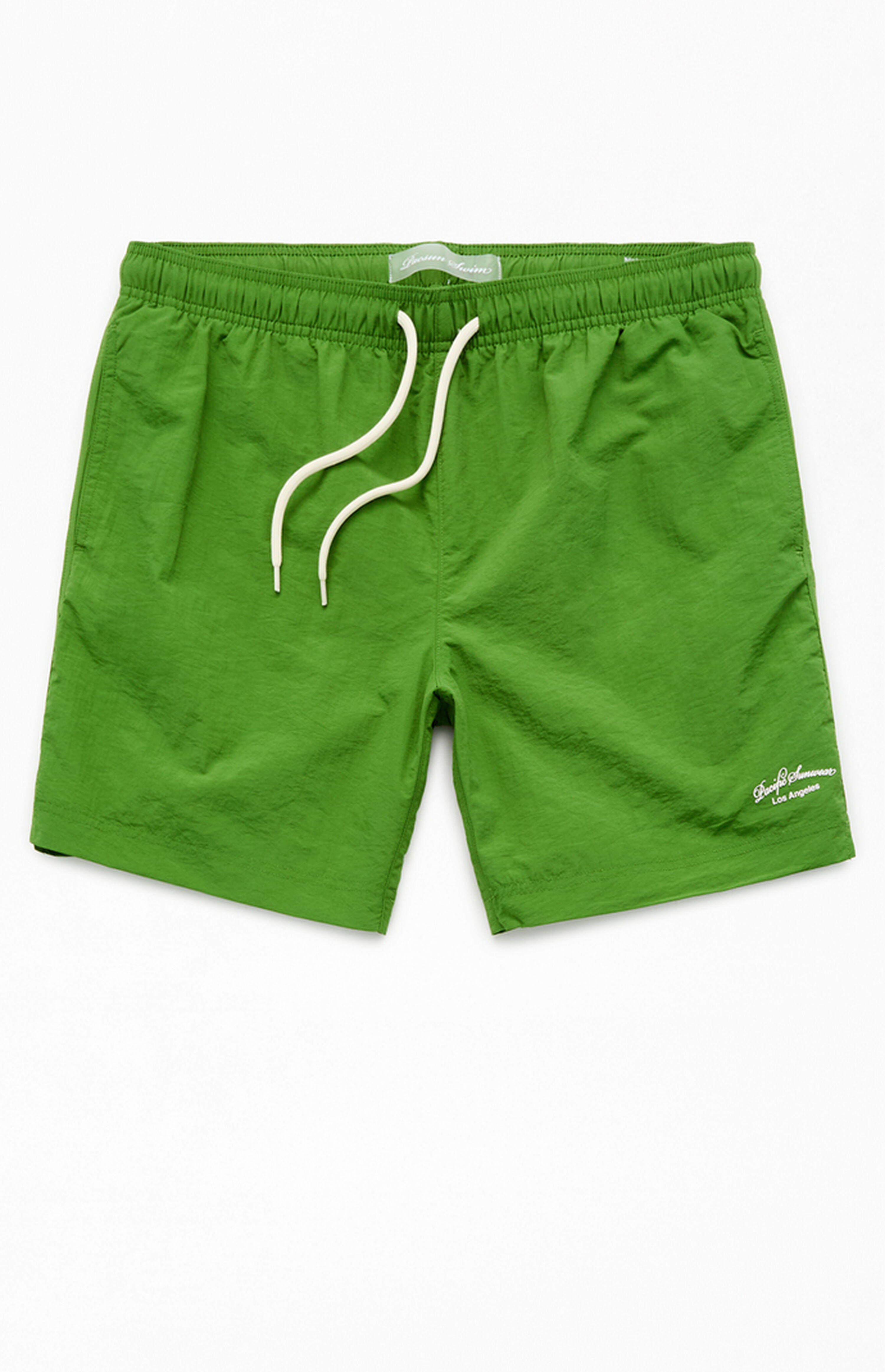 Pacsun Green Solid Collegiate 6.5" Swim Trunks | PacSun
