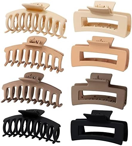 Hair Claw Clips for Thick Hair 8 Pack Large Claw Clip for Women Girls Matte Color Nonslip Hair Ja... | Amazon (CA)