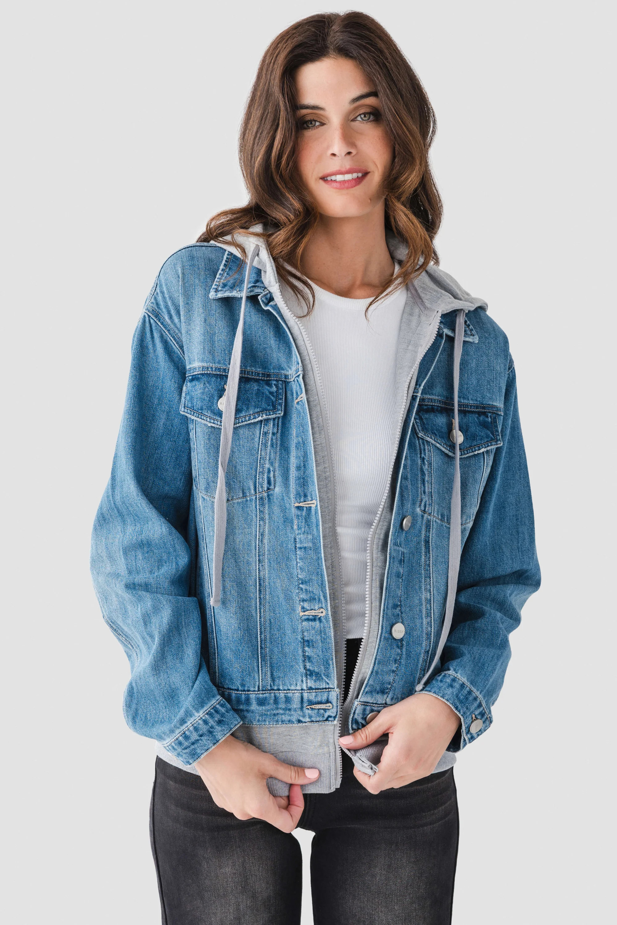Risen Denim Sweatshirt Jacket | Social Threads