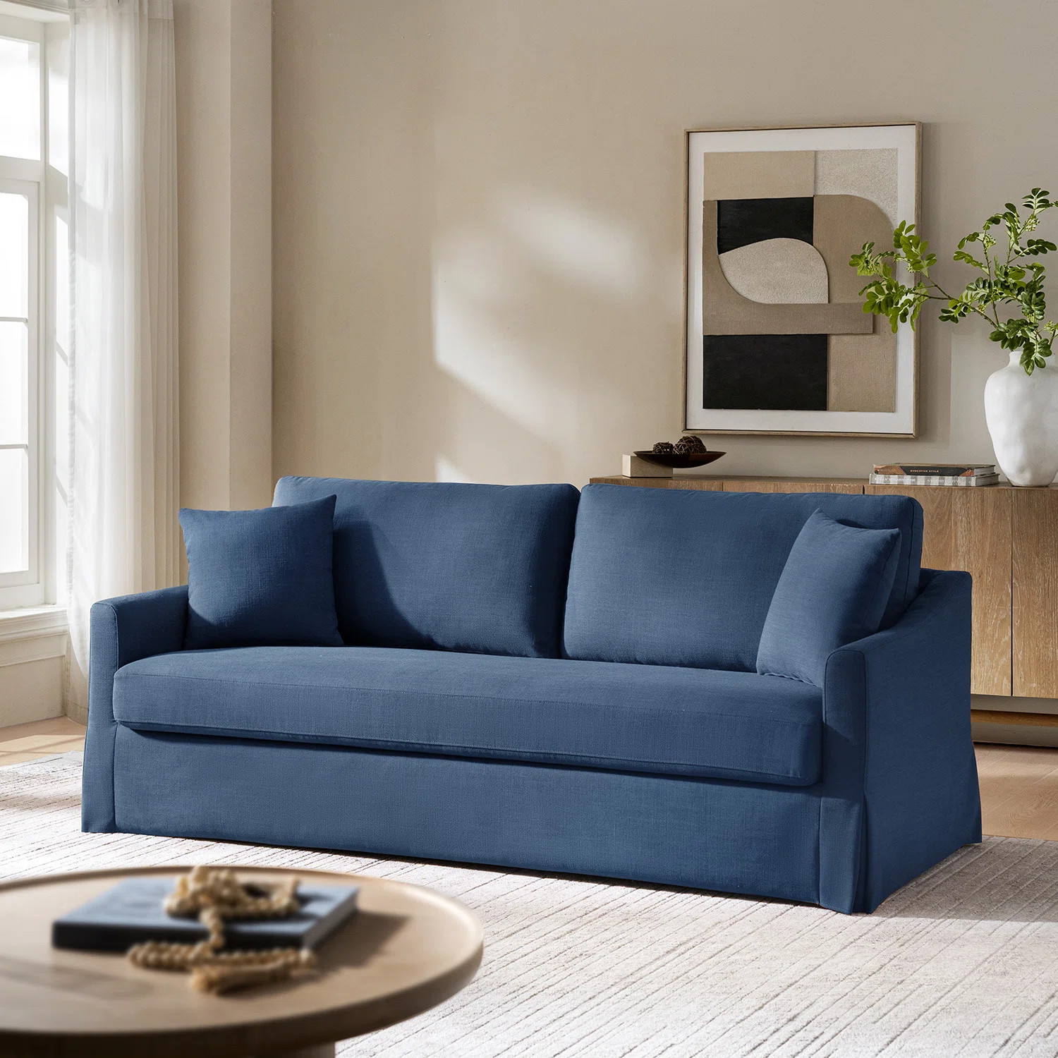 Wimberly 80.5" Farmhouse Upholstered Slipcovered Sofa | Wayfair North America