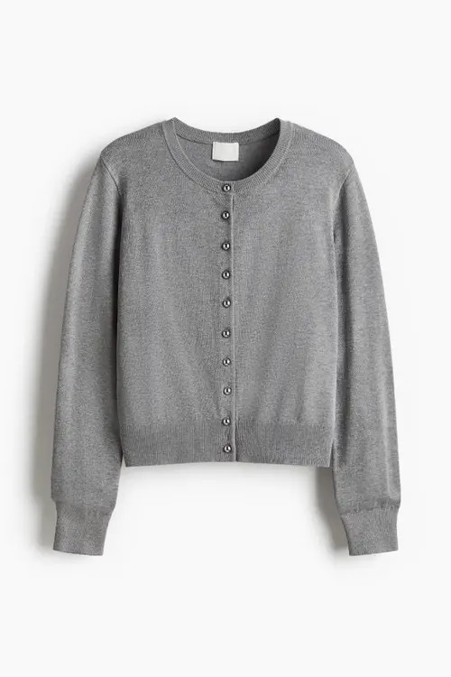 H&M Knitted Cardigan in Gray Melange at Nordstrom, Size Medium | Nordstrom