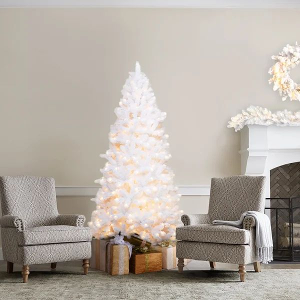 Customizable Christmas Tree & Greenery Set Spruce with Clear/White Lights | Wayfair North America