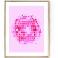 Disco Balls Illustration - Art Print, Mirror Artwork, Trendy, Retro Wall Decor, Aesthetic, Pink Balls, Dorm Room, Cute | Etsy (US)