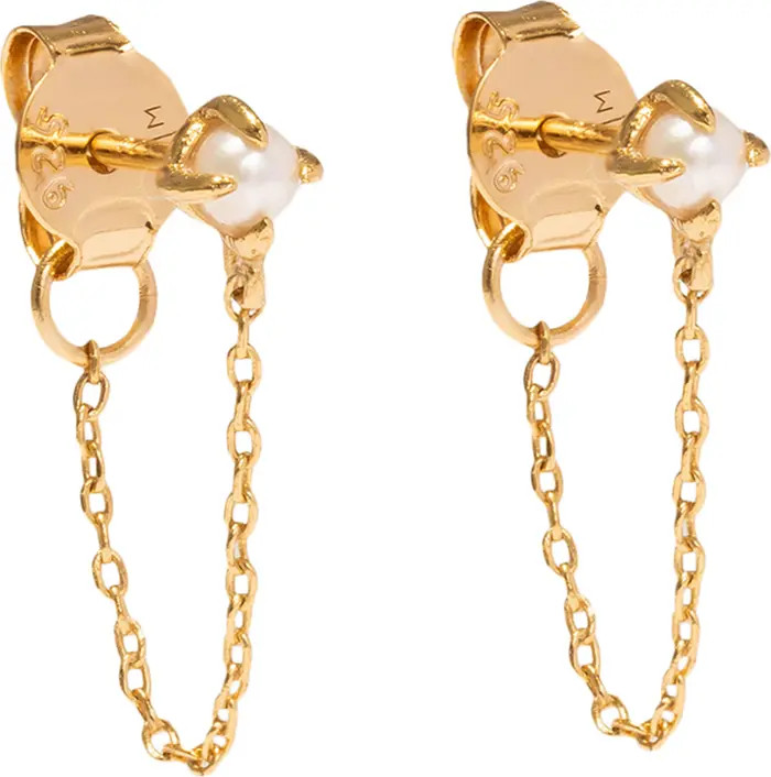 MADE BY MARY Freshwater Pearl Chain Huggie Earrings | Nordstrom | Nordstrom