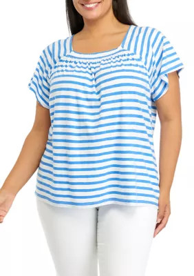 Plus Size Short Sleeve Square Neck Top | Belk