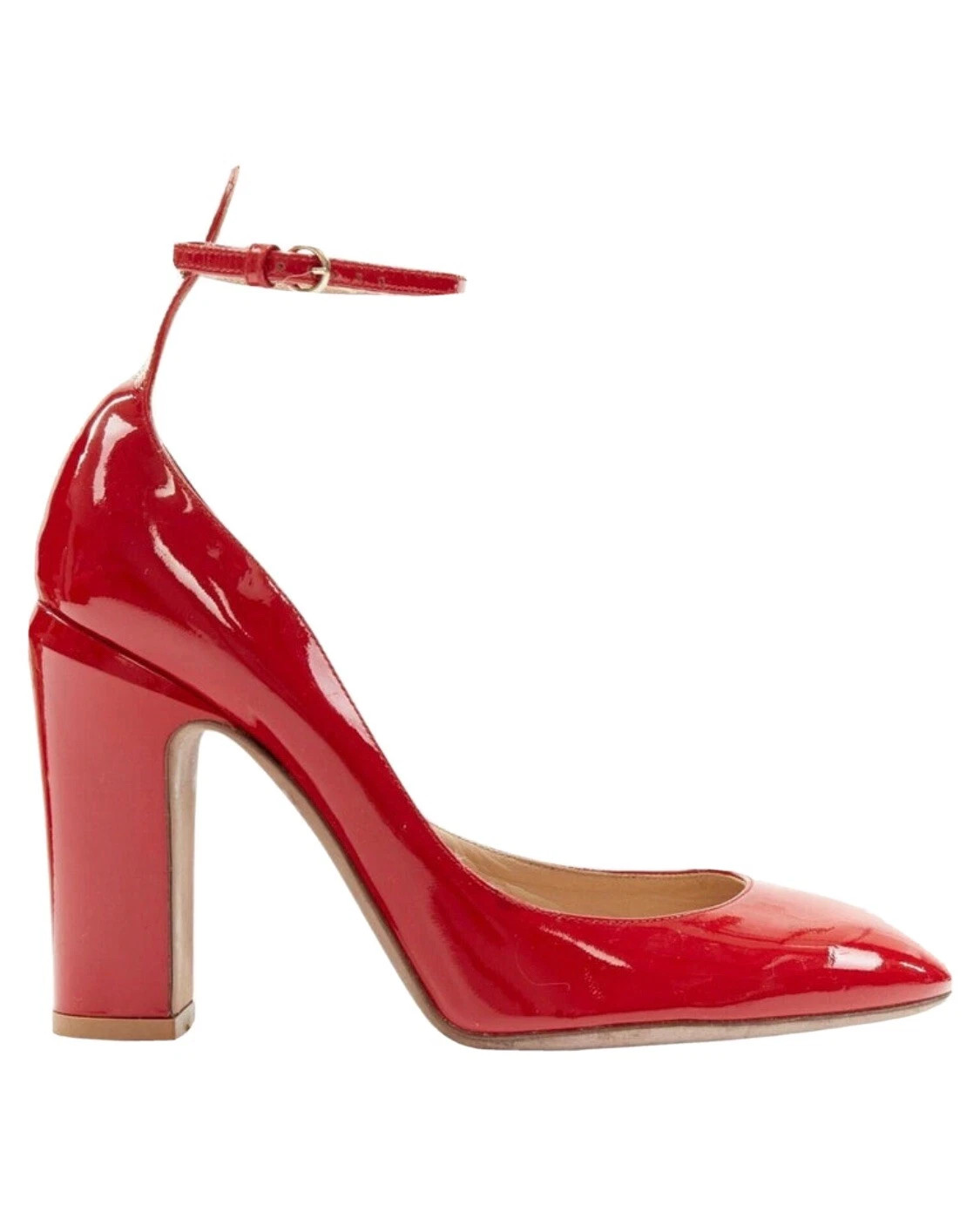 Valentino Garavani RARE Tango Red Patent Leather Ankle-Strap Block Heels 38.5/8M | eBay US