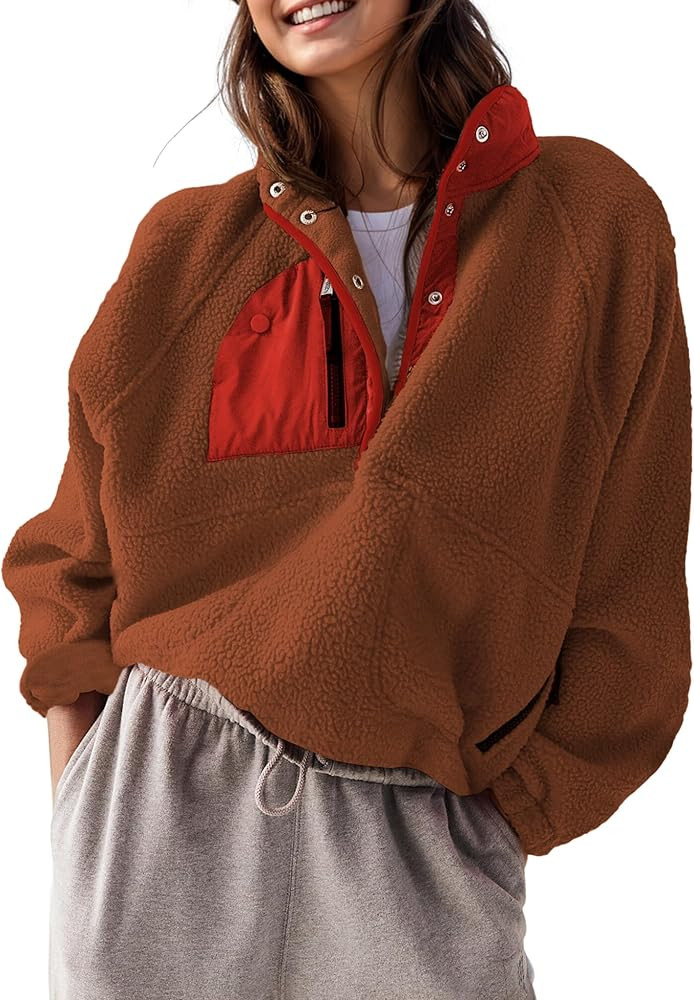 AMEBELLE Women’s Lightweight Fleece Pullover Jacket Cropped Fall Winter Fuzzy Sherpa Jacket Swe... | Amazon (US)