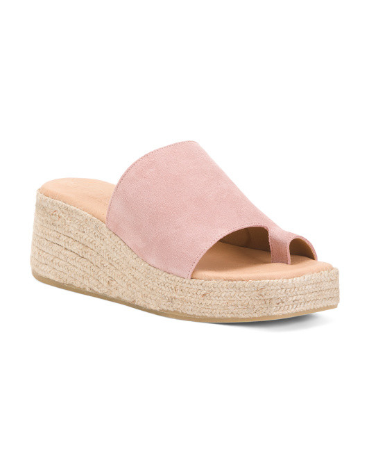 Made In Spain Suede Square Toe Espadrille Wedge Sandals | TJ Maxx